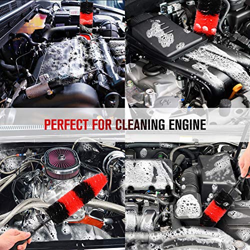 Wheel Brush, Easy Reach Rim Tire Cleaner Brush 16.5’’ Long Soft Bristle, Car Detailing Brush, Multipurpose use for cleaning Wheels Rims Exhaust Tips Vehicle Engine Motorcycles Bike, No Scratches