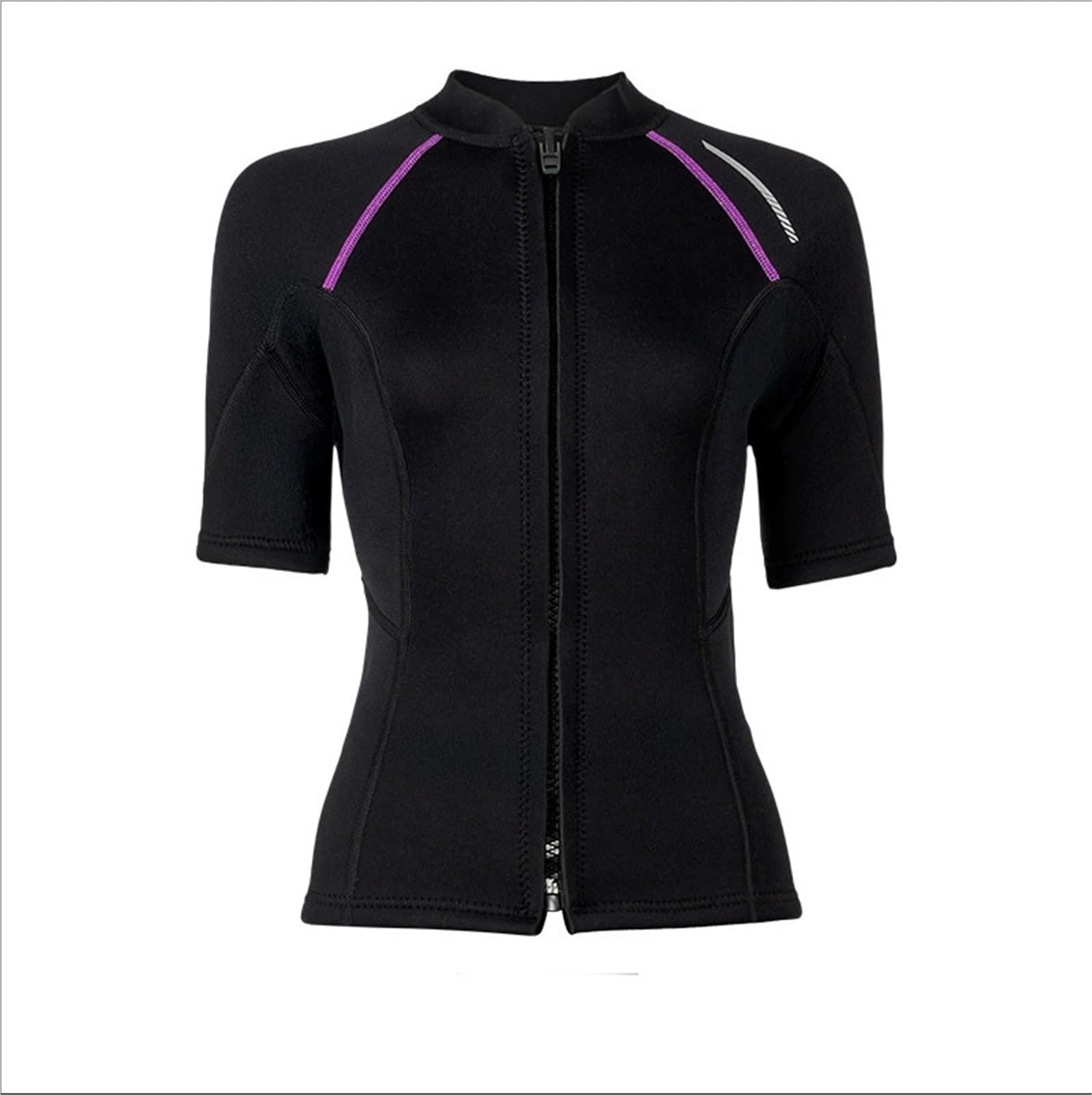 Maillot de Bain à Manches Courtes Fendu for Femme, néoprène 1,5 mm, Short, Veste Surf et plongée(Black Top,XS)