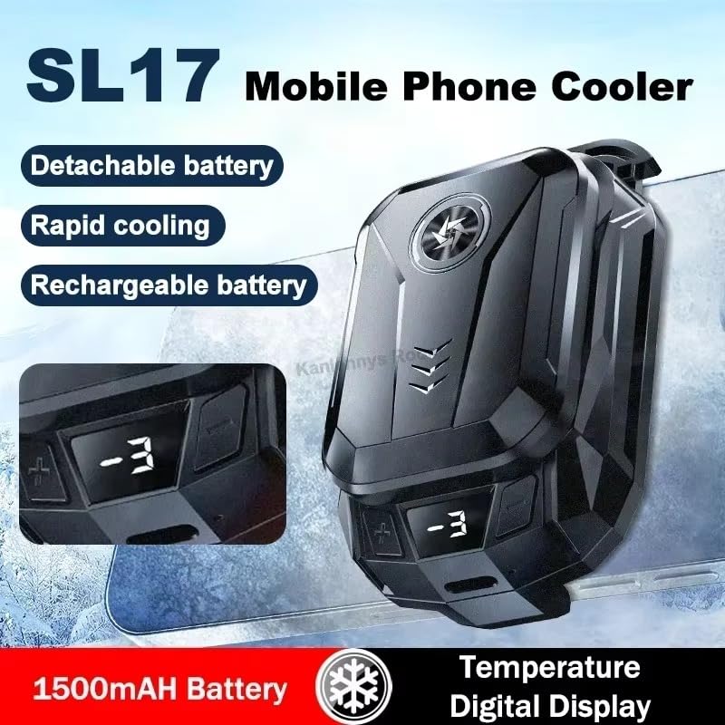 Image of BKN SL14 Semiconductor Mobile Phone Radiator Cooler with Detachable Battery 3rd Gear Adjustable 1500 mah Magnetic Battery with LED Display Fit All Types of Phone & Mobile Gaming, Live Streaming