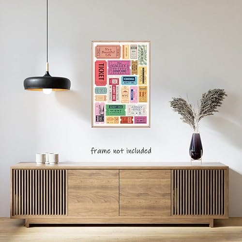 Miniatura 6 de Generic Póster vintage de boletos de vida, arte de pared de moda, preppy rosa, retro, estético, pósteres para universidad, apartamento, oficina,