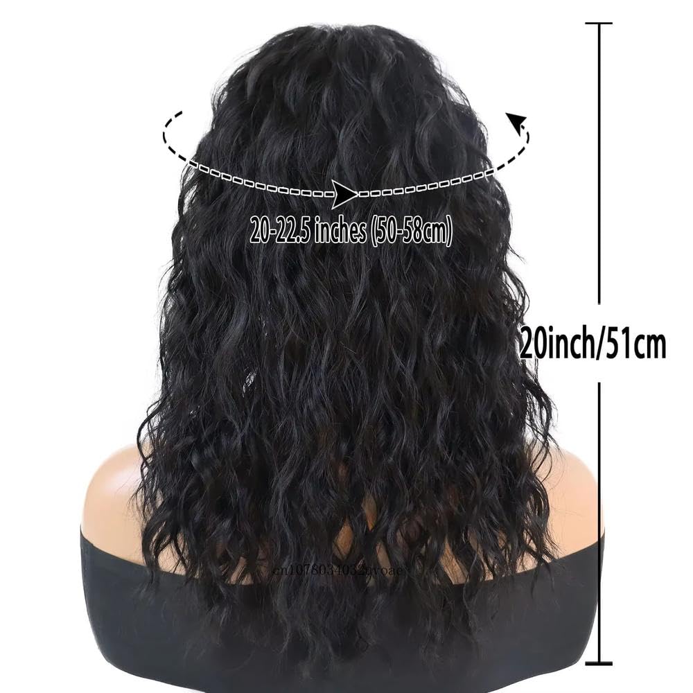 Haarpflege 20 Zoll Lange Gewellte Lockige Haarperücke Mit Pony Für Frauen Party Cosplay Alltagskleidung(Gray)