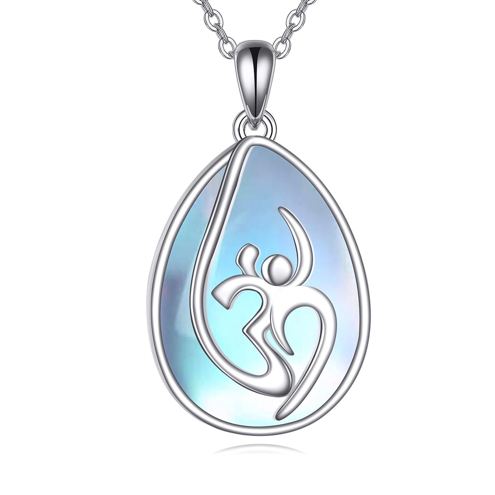 YAFEINI Om Collane per Donna Pietra di Luna Catena Argento 925 Om Collana Ciondolo Indiano Yoga Om Ohm Gioielli per Donne Uomo