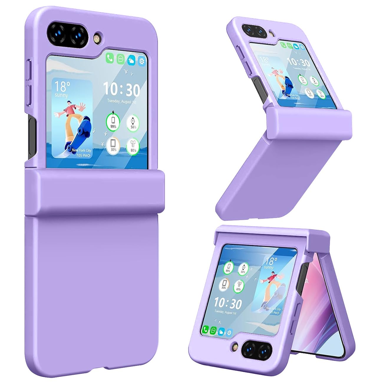 T Tersely for Samsung Z Flip 5 Case, Slim Soft Shock-Absorbing Anti-Scratch Cover Hard PC Back and TPU Bumper Protective Phone Case for Samsung Galaxy Z Flip 5 (Purple)