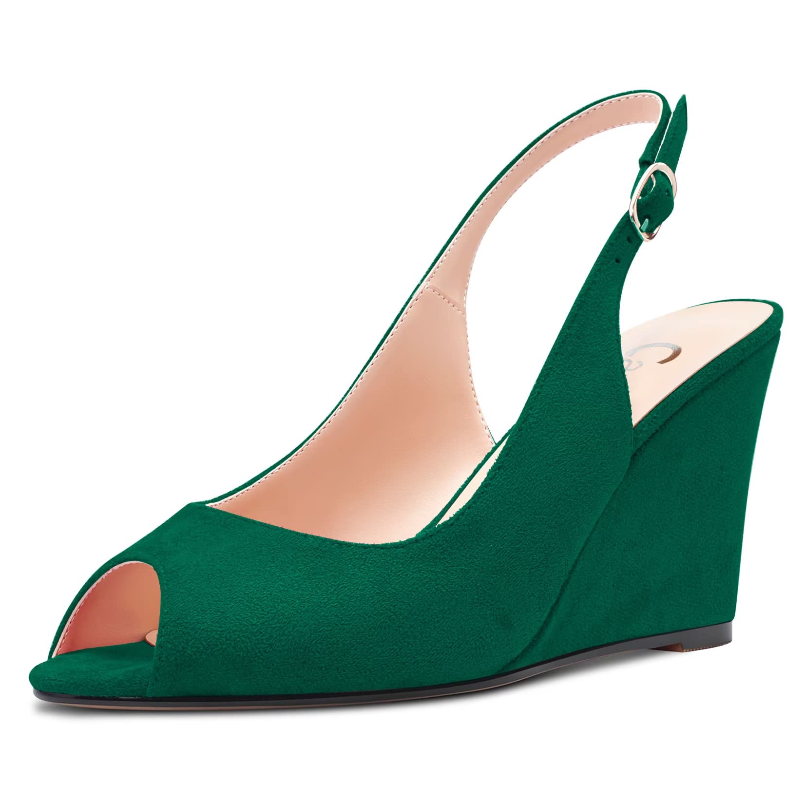 Castamere Mujer Alto High cuña esparto Heel Abierta Punta Sandalias Slingback Slip-on Cierre con Hebilla Oficina Fiesta Clásico Zapatos