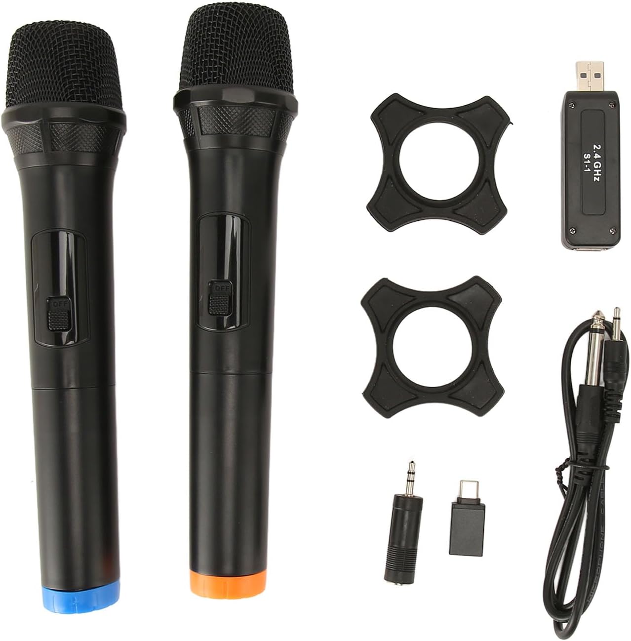 2Pcs Bluetooth Wireless Microphones, USB Dynamic Cordless Microphone for Karaoke Singing and Presentations, Portable Handheld Mic