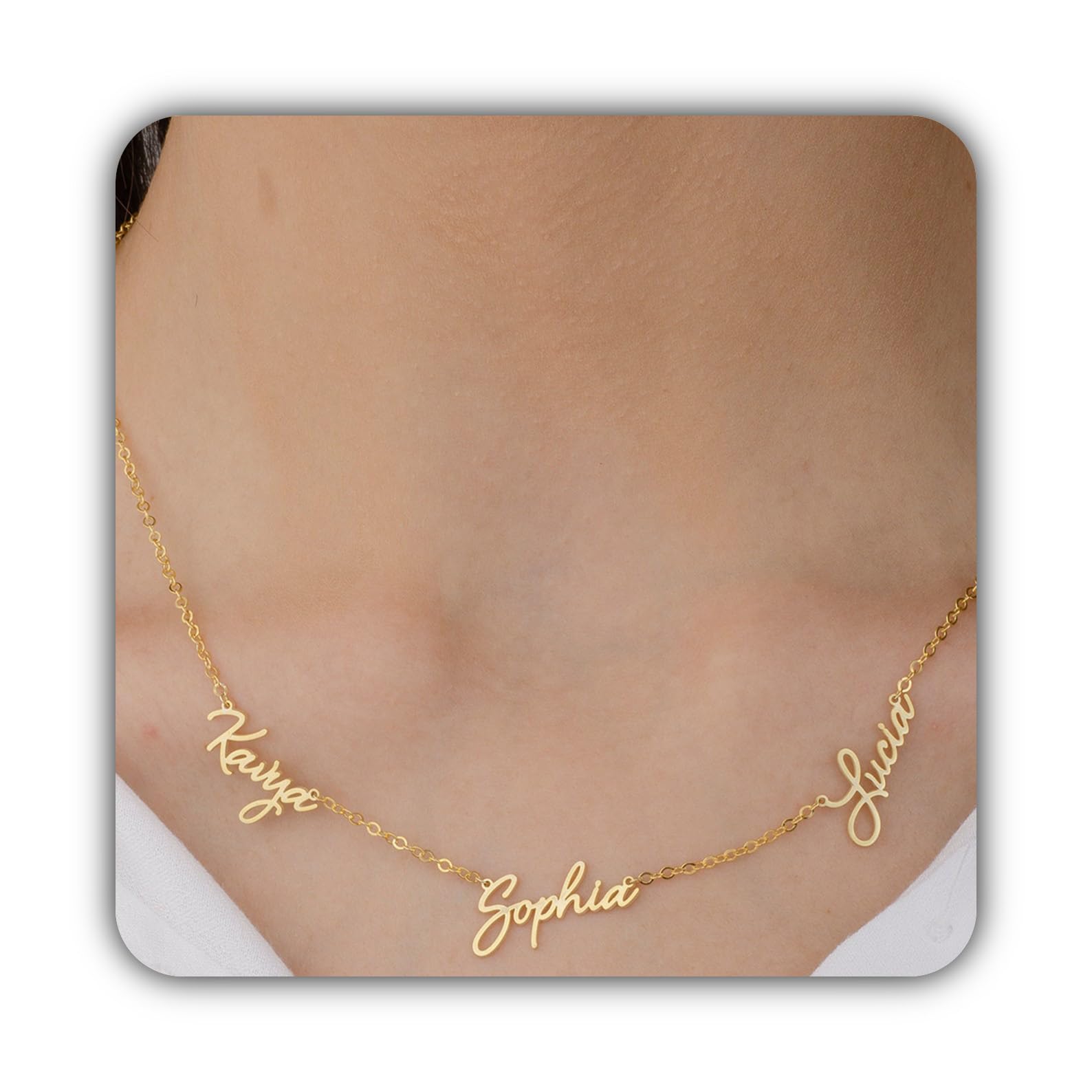 Multiplo collana con nome, famiglia su misura bambini in argento sterling nuovo nonna Natale per mamma
