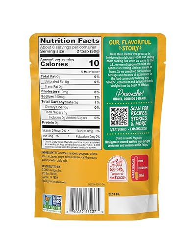 Miniatura 2 de SOMOS Pico De Gallo Salsa  Auténtico sabor mexicano  Sin gluten, sin OMG, a base de plantas, vegana y saludable  Perfecto para aperitivos, cobertura