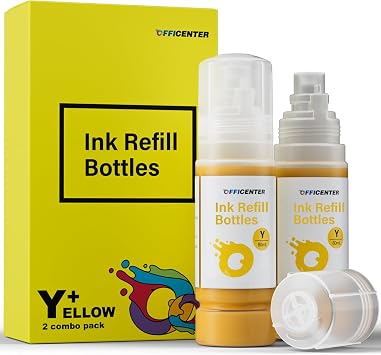 OFFICENTER Compatible Ink Refill Bottles Yellow for ET-4760 ET-2760 ET-2750 ET-2720 ET-3760 ET-2850 ET-15000 ET-2800 ET-4700 ST-4000 ST-2000 ET-3710 ET-3850 ET-3750 ET-2803 Printer2 * 80ml
