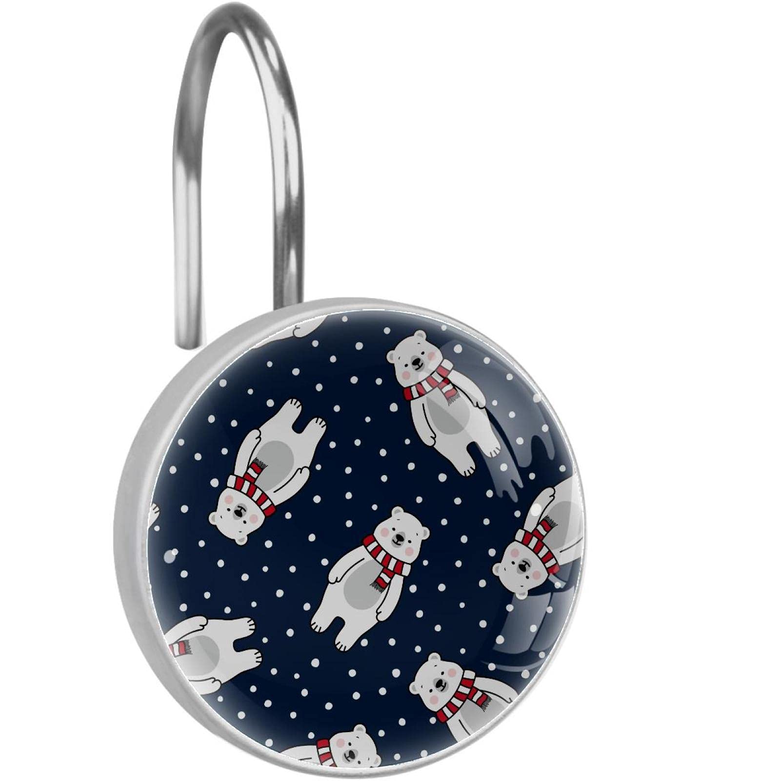 Crochets pour rideau de douche ours polaire en acier x12