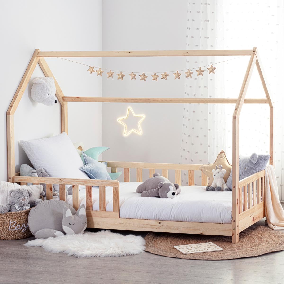 Atmosphera - Lit cabane Enfant Bosco - Bois 90x190 cm