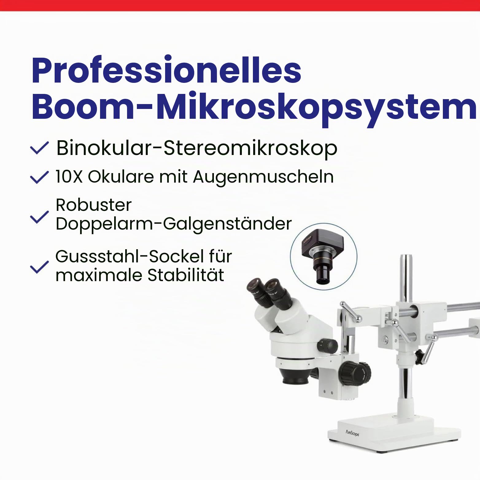 AmScope SM-4B Professionelles Fernglas, Stereo-Zoom-Mikroskop, WH10x Okulare, 7-45x Vergrößerung, 0,7-4,5 x Zoomobjektiv, Doppelarm-Galgenstativ