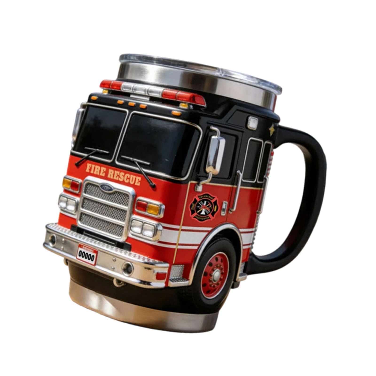 APGLSXY Stainless Steel Drinking Cup for Hot and Cold Beverages Creative Truck Shaped Firefighting Coffee Mug Individualized Drinkware