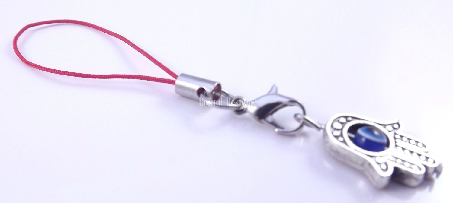 Hamsa Cell Phone Strap Mobile Evil Eye Charm Kabbalah Hand of Fatima Red