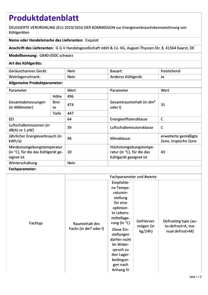 Exquisit GB40-050C – Schwarzer Tisch-Gefrierschrank, 31L, Energieeffizienz C, 39 dB