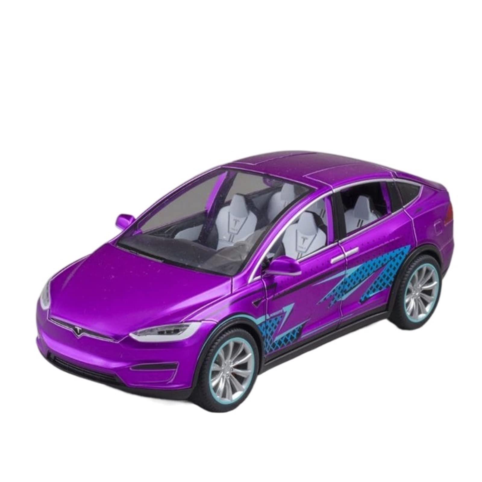 Gotowy model samochodu w skali 1:20 Diecast Zabawki Samochody Dla Tesla MODEL X Model Samochodu Stopu Ozdoba Zabawki Prezenty Kolekcjonerskie Pamiątki Miniaturowa replika samochodu(Purple)