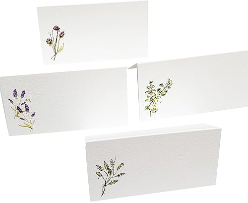 Nancy Nikko HERB Place Cards (4 gráficos de hierbas) para cenas y eventos. Estilo de tienda de mesa, puntuado para facilitar su plegado. Disponible