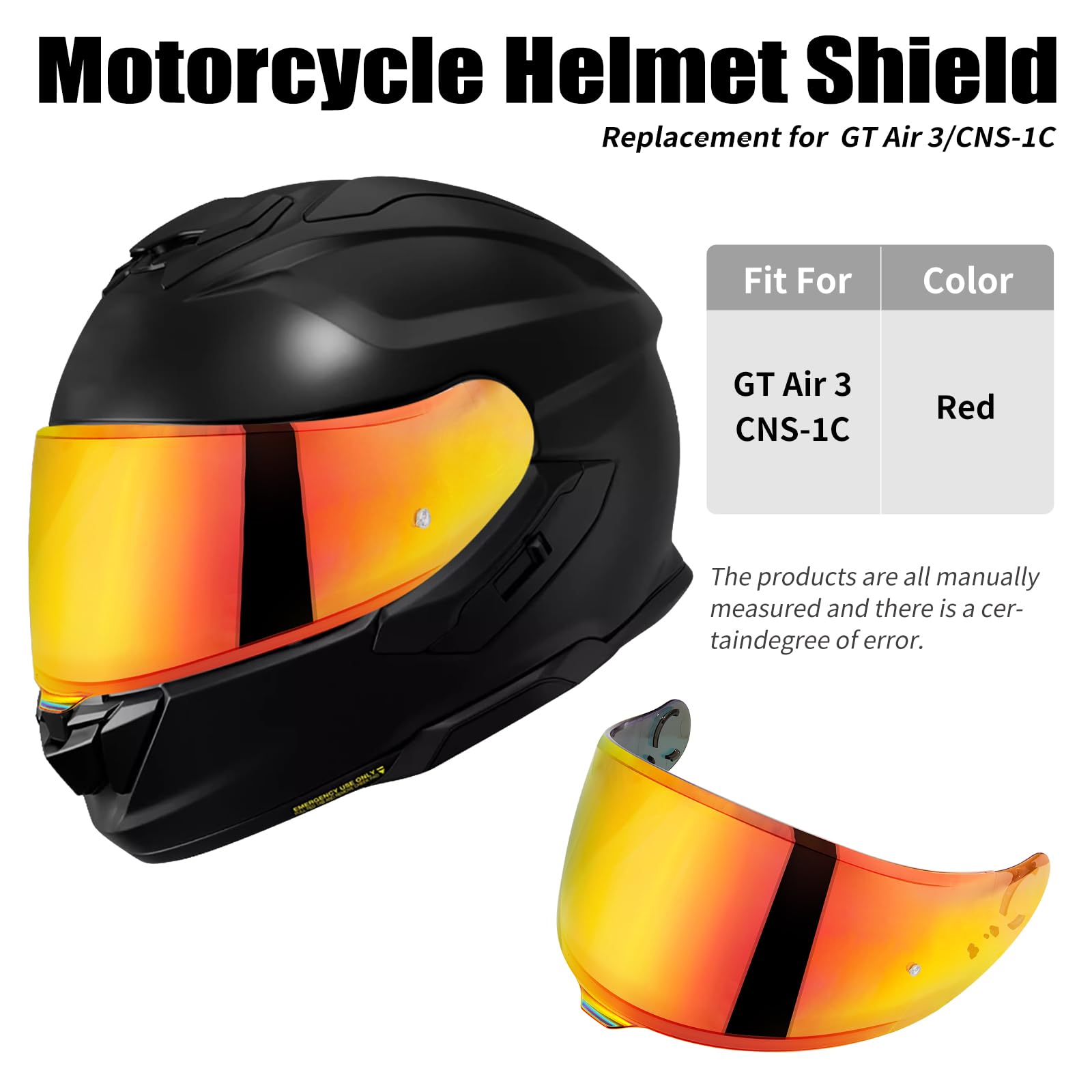 VCOROS Visera Casco Moto para GT Air 3 CNS-1C Visera para Casco de Moto | Resistente Al Viento Cara Completa Protección UV Accesorios para Cascos de Motocicleta