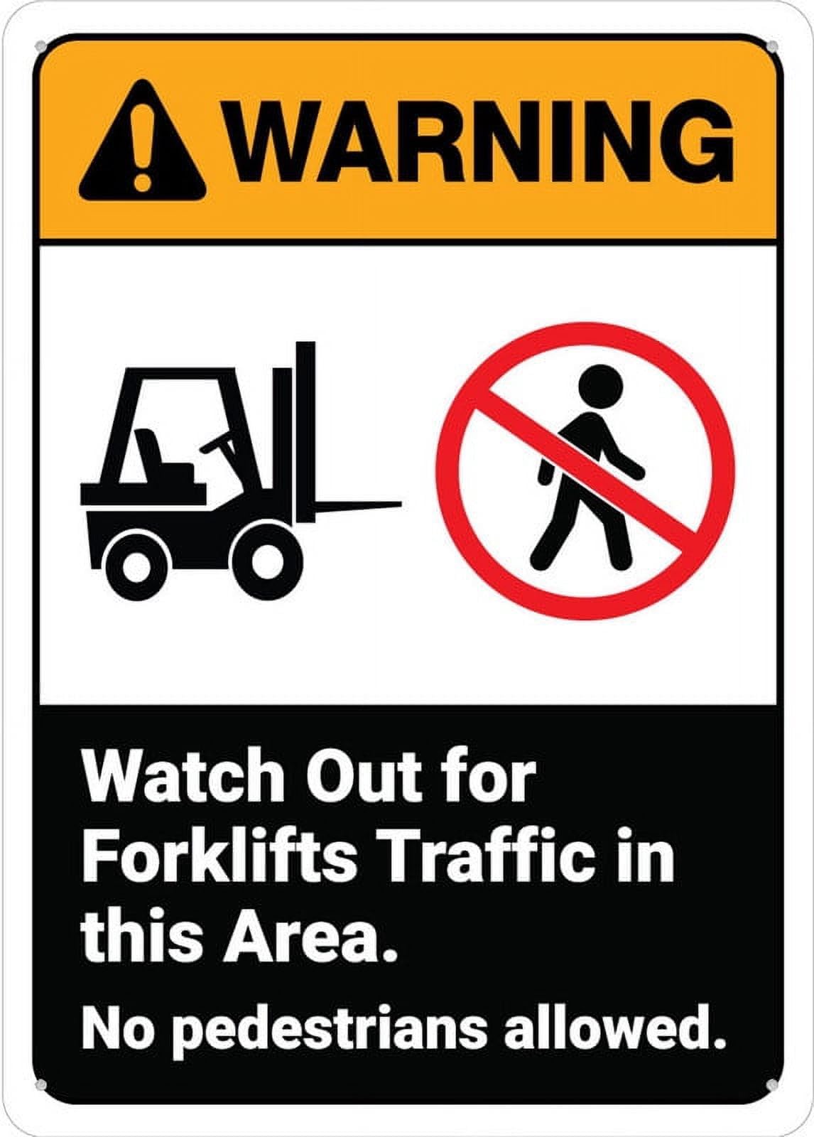 Warning Watch Out For Forklift Traffic (ANSI) Sign - Rust-Free Aluminum 8x12 inch, UV-Ink Printed, Durable & Weatherproof Outdoor Use for Business