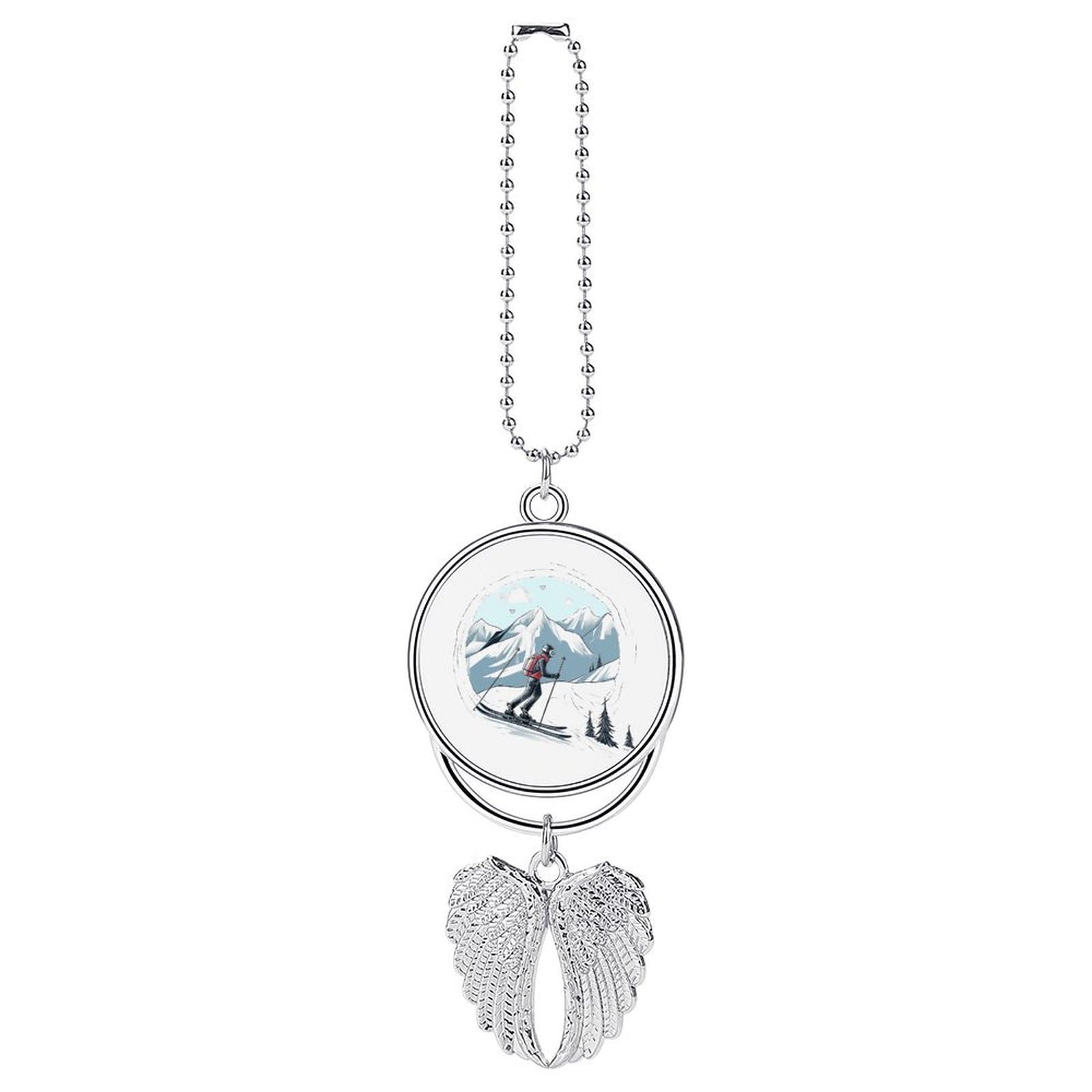 Skiing Theme Car Pendant Hanging Swing Auto Rear View Mirror Hanging Car Rear View Mirror Charm Truck Hanger Ornament Charm for Car Rear View Mirrors Accessories