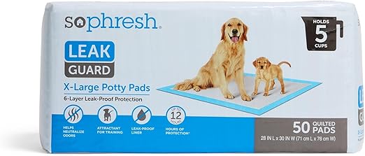SO PHRESH X-Large Leak Guard Quilted Potty Pads Count of 50