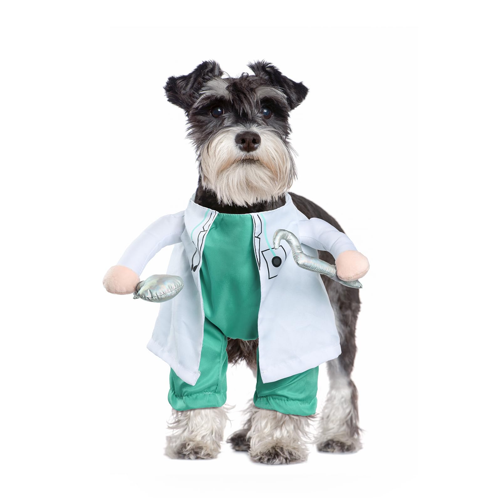 DELIFUR Dog Halloween Dentist Costume - Pet Doctor Dress Up Costume Funny Apparel Uniform Adjustable Doctor Cosplay Outfit for Small Medium Dog (Small