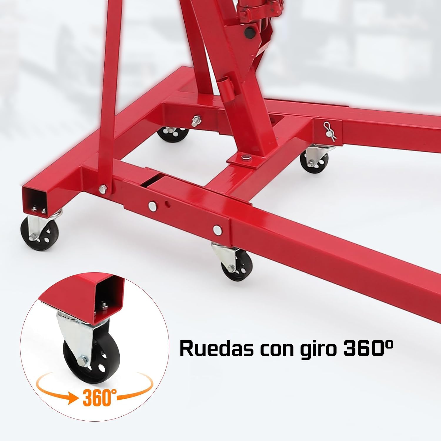 GRUA DE TALLER PLEGABLE 2 TONELADAS 2000kg Grúa elevación de cargas Elevar motores Brazo elevación