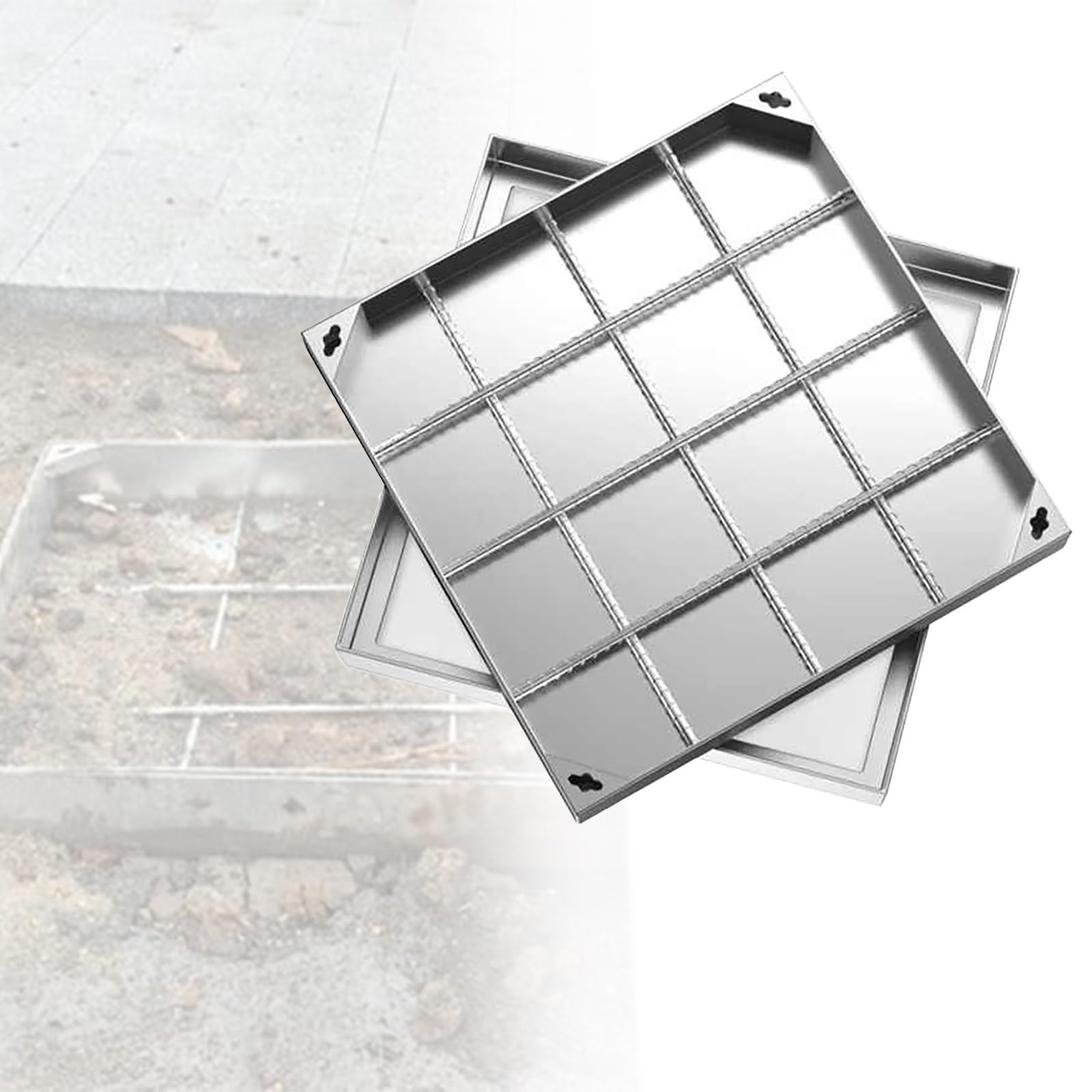 GJMSSMY Stainless Steel Square Access Hatch Cover & Frame 600x600x50mm Galvanized Floor Access Door for Courtyard Drainage & Sewer Systems& Weatherproof