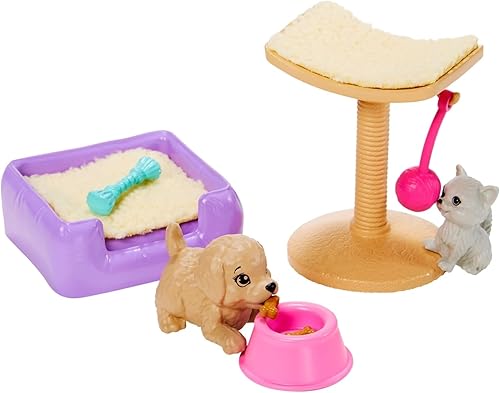 Barbie Juego de accesorios para muñecas con temática de mascotas, serie de aventuras de narración ~ Combínalo con casa de muñecas o juego solo ~