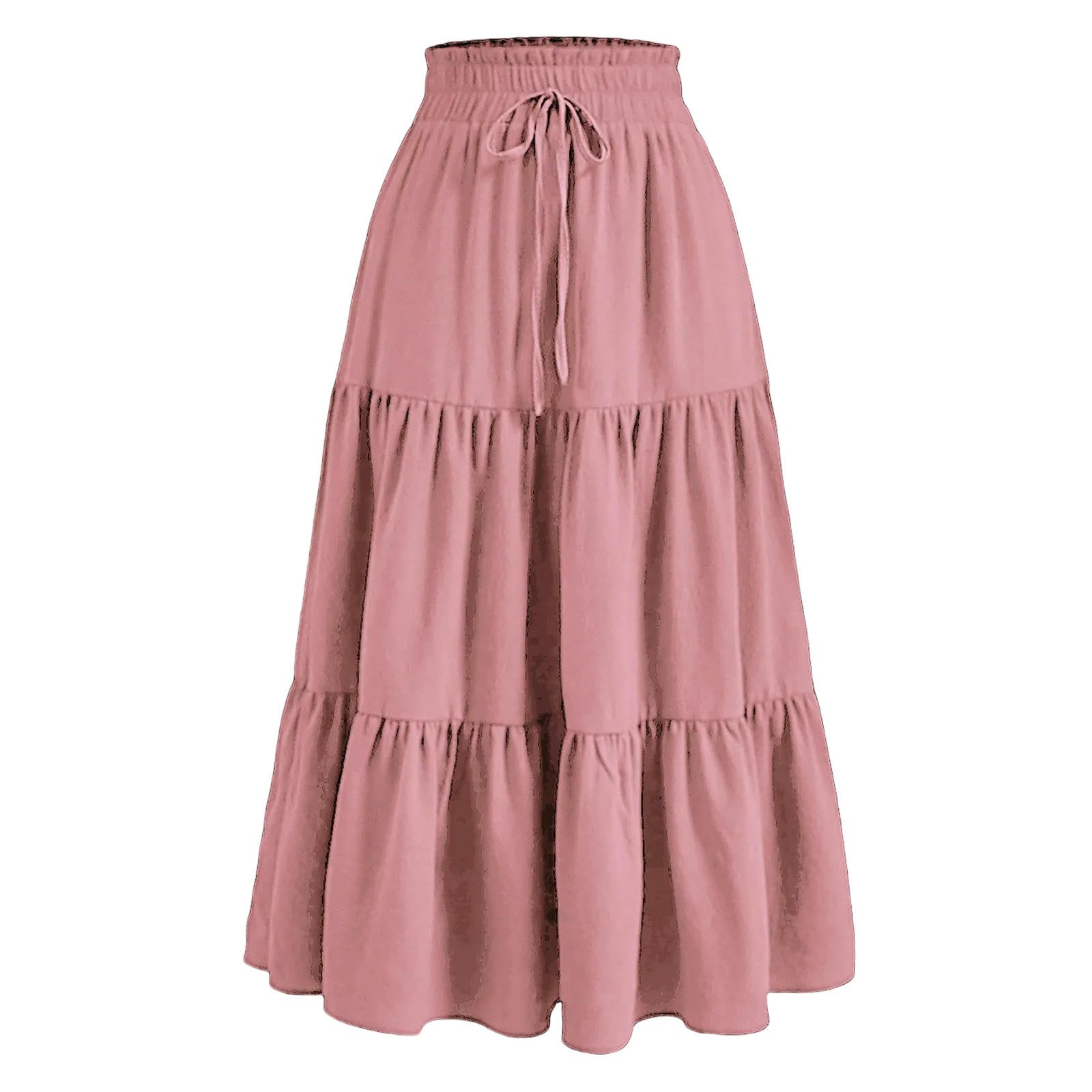 Gonna Lunga Retro Fiore Nuovo Stile Coreano Alta Vita Piegata A-Line Moda Casual Ufficio Signora Tutto-Match Temperamento Sottile-Grigio Scuro-l