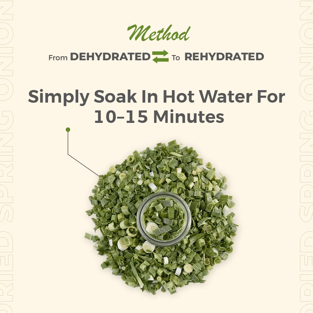 THE PEPA Dehydrated Chopped Spring Onion | Dried Spring Onion | Rich in Nutrients for Immune & Digestive Health | Natural & hygienically processed | Nutritious & Flavorful | Easy to store & Long Shelf Life | Perfect for Soups, Salads & Cooking | Machine Processed, No Additives - 50g 2
