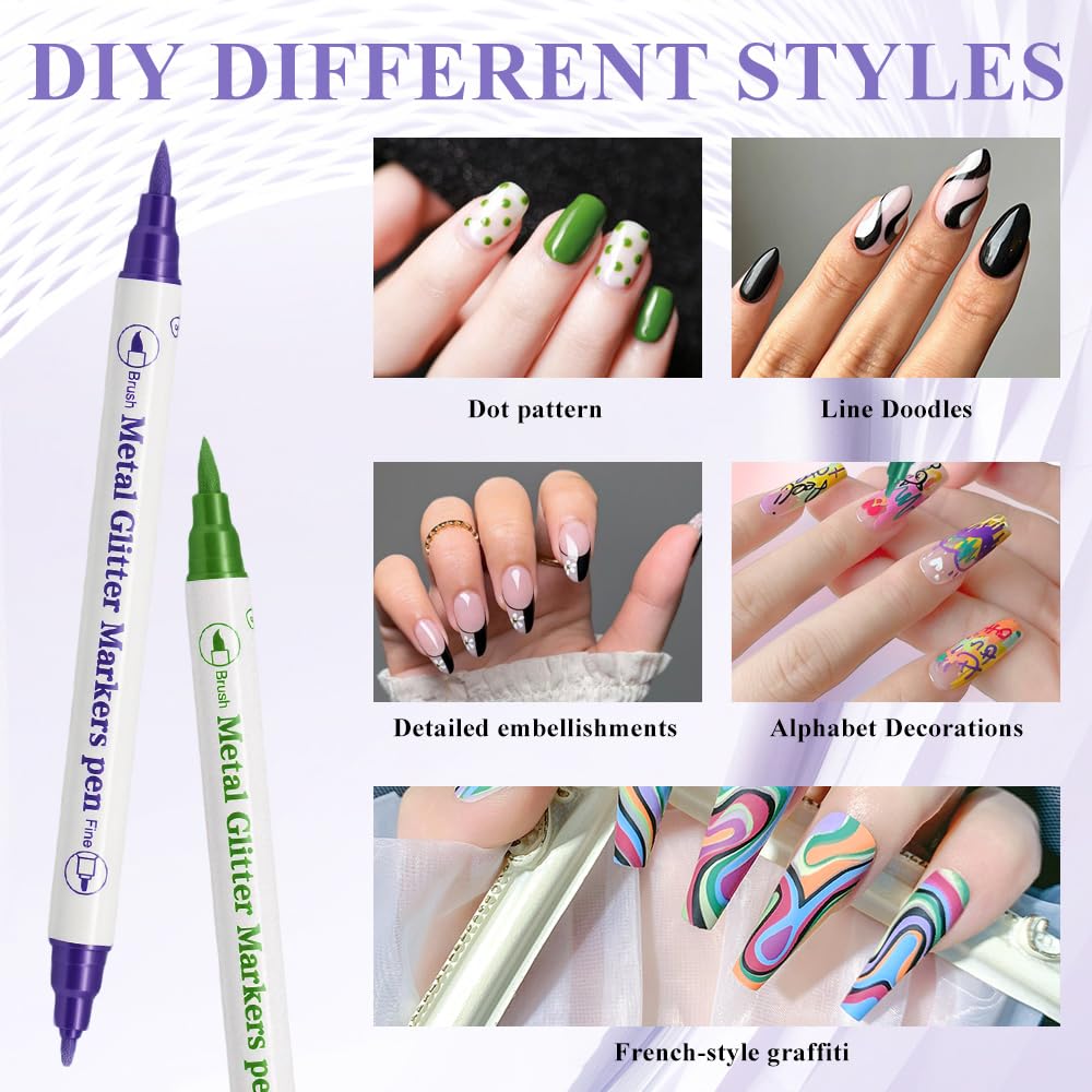 10 colori Penne Per Nail Art Punta, 3D Nail Art Pen, Adatto per il design di nail art fai-da-te, per dipingere e per l'artigianato