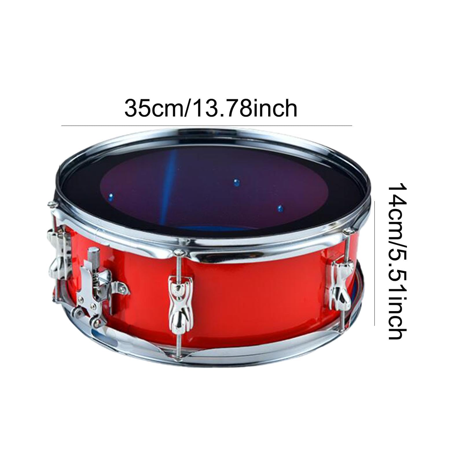Caja Snare Drum Instrumento Musical de Percusión Accesorio Portátil con Doble Tono Material Apto para Principiantes Ensayos Culturales, Rojo