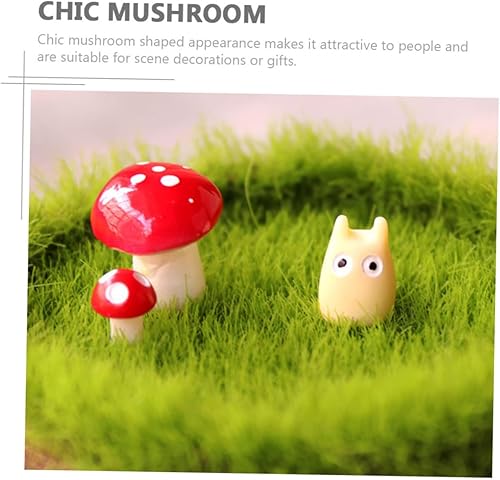 Miniatura 4 de Yardwe 12 piezas de hongos de madera simulada terrario hongo accesorios al aire libre bonsái estatuilla accesorios al aire libre pequeños