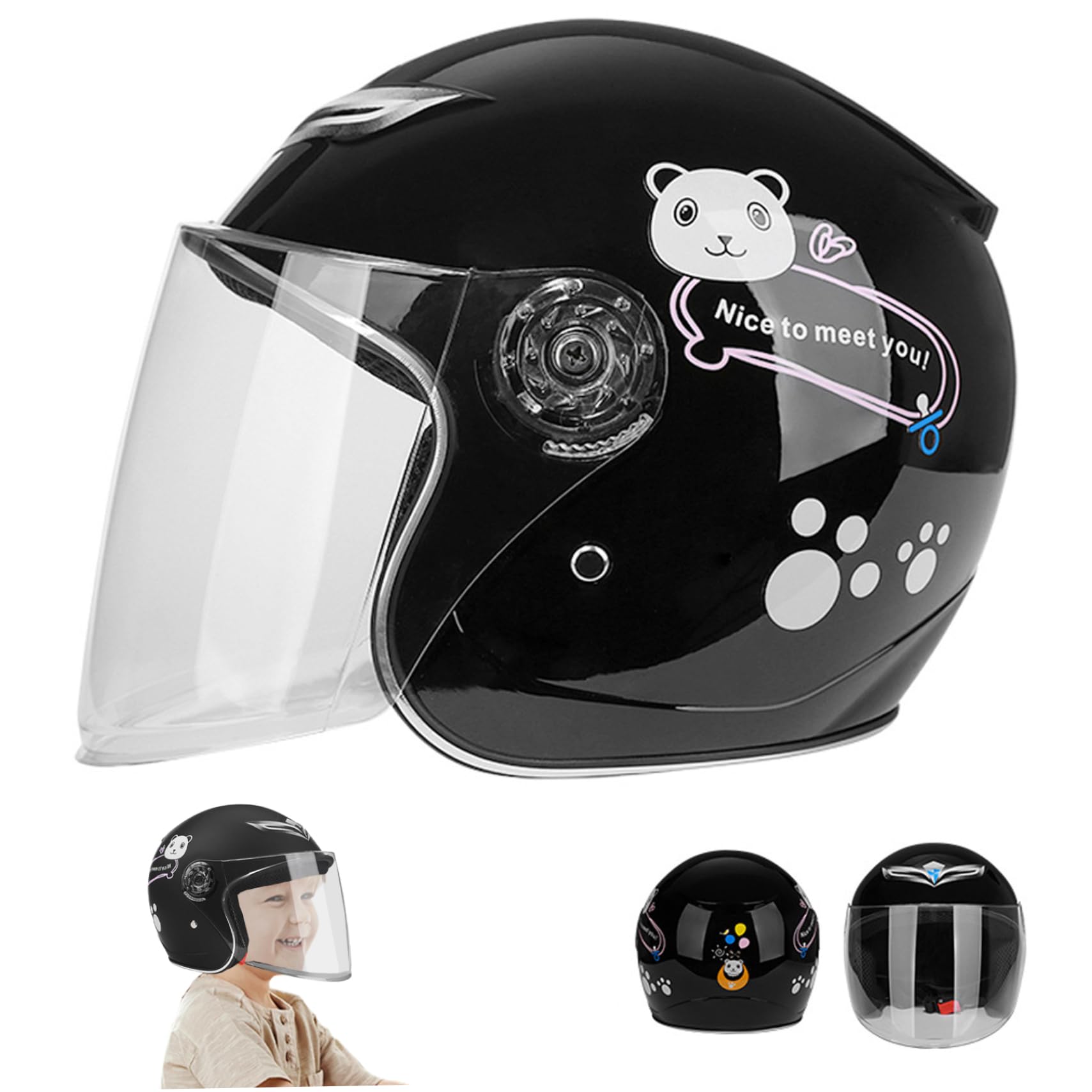 Casco de Bicicleta para niños, Ajustable, cómodo, de Cara Completa, Casco de Seguridad para Scooter, Resistente al Viento, absorción de Impactos, Accesorios para la Cabeza para niñas, niños y