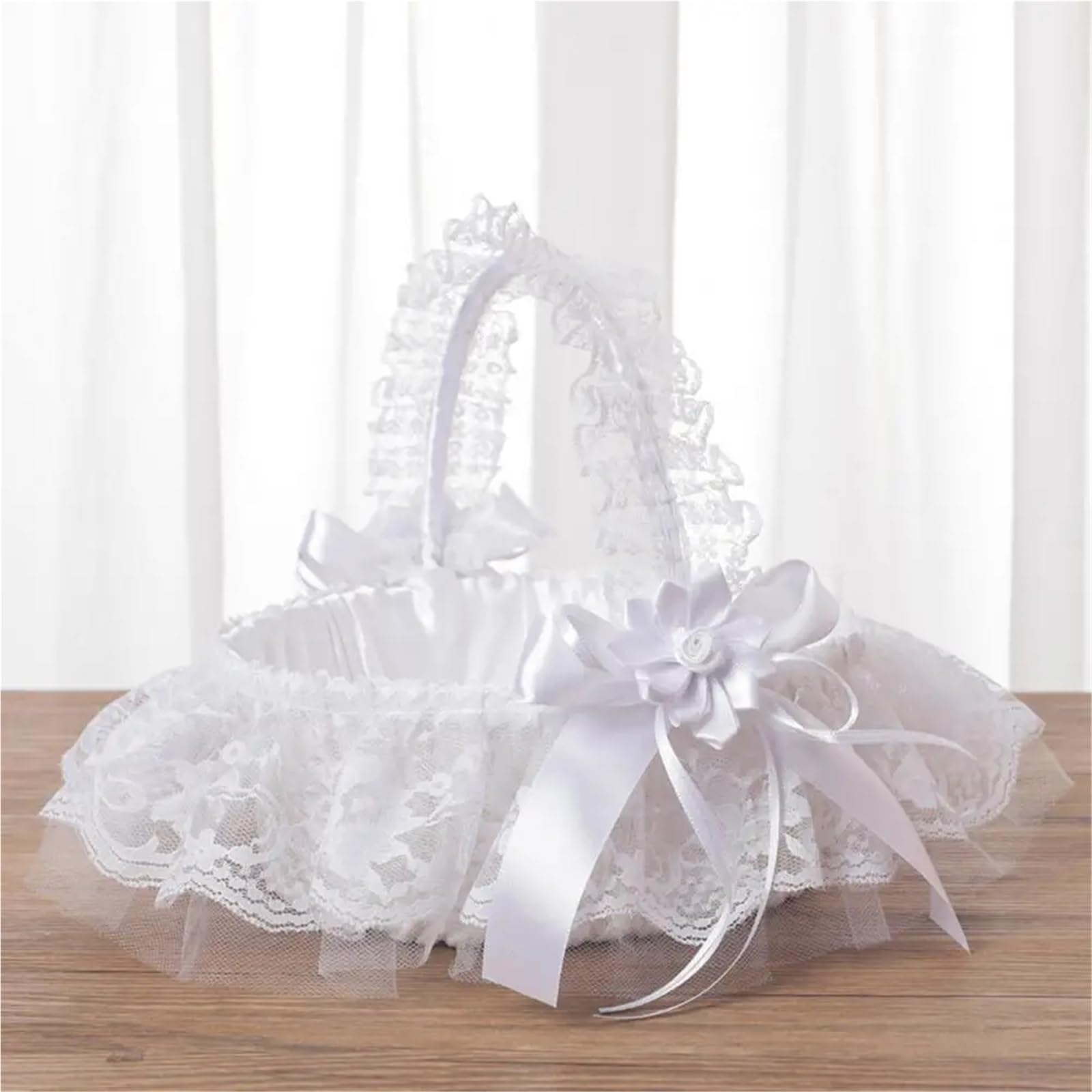 Körbe Für Blumenmädchen Hochzeit Blumenkorb Mädchen Korb Seide Hochzeitskorb Braut/Kinder Handgehaltene Hochzeitszeremonie Partydekorationen(Beige)