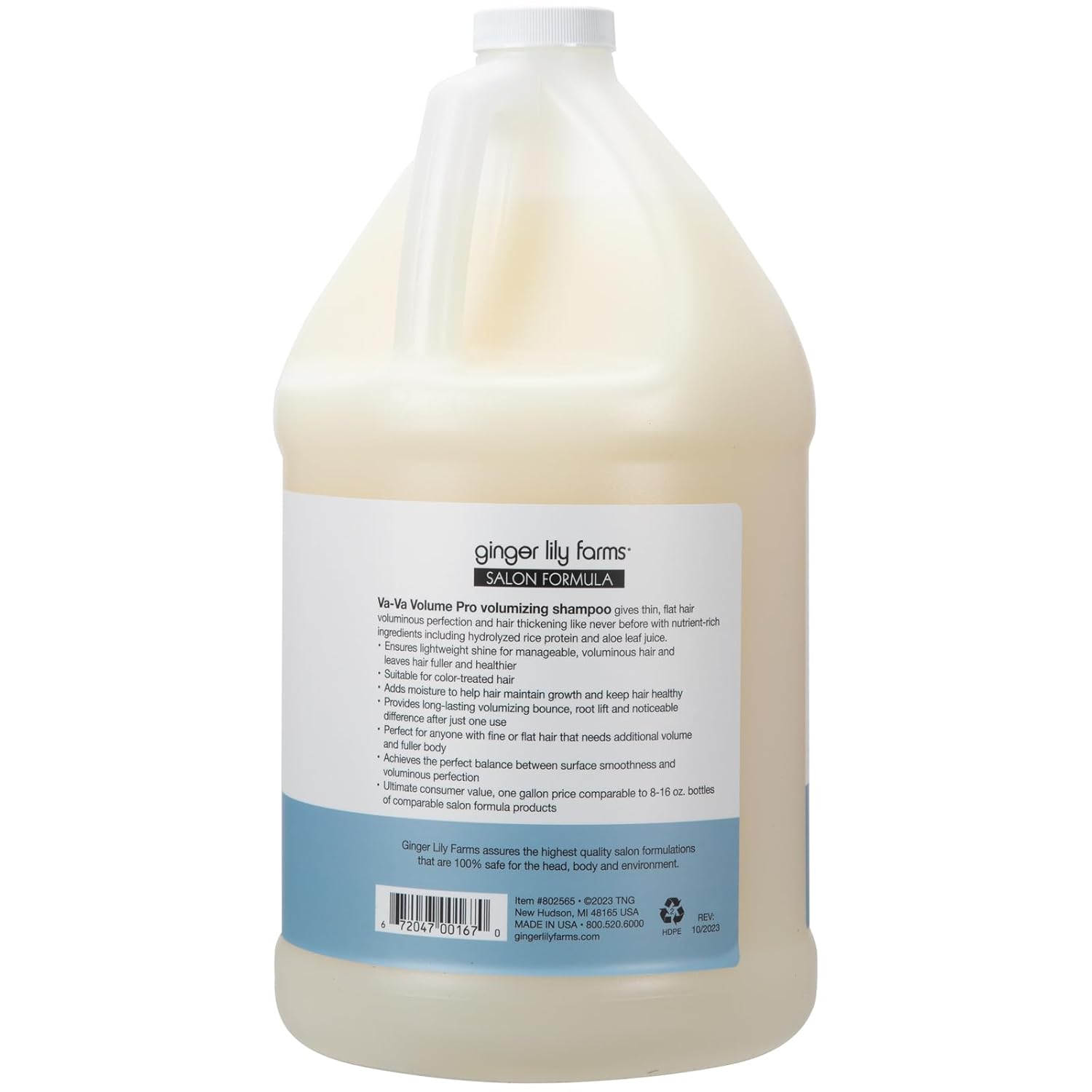 Ginger Lily Farms Salon Formula Va-Va Volume Pro Volumizing Shampoo for Fine Hair, 100% Vegan & Cruelty-Free, 1 Gallon (128 fl oz) Refill - Image 2