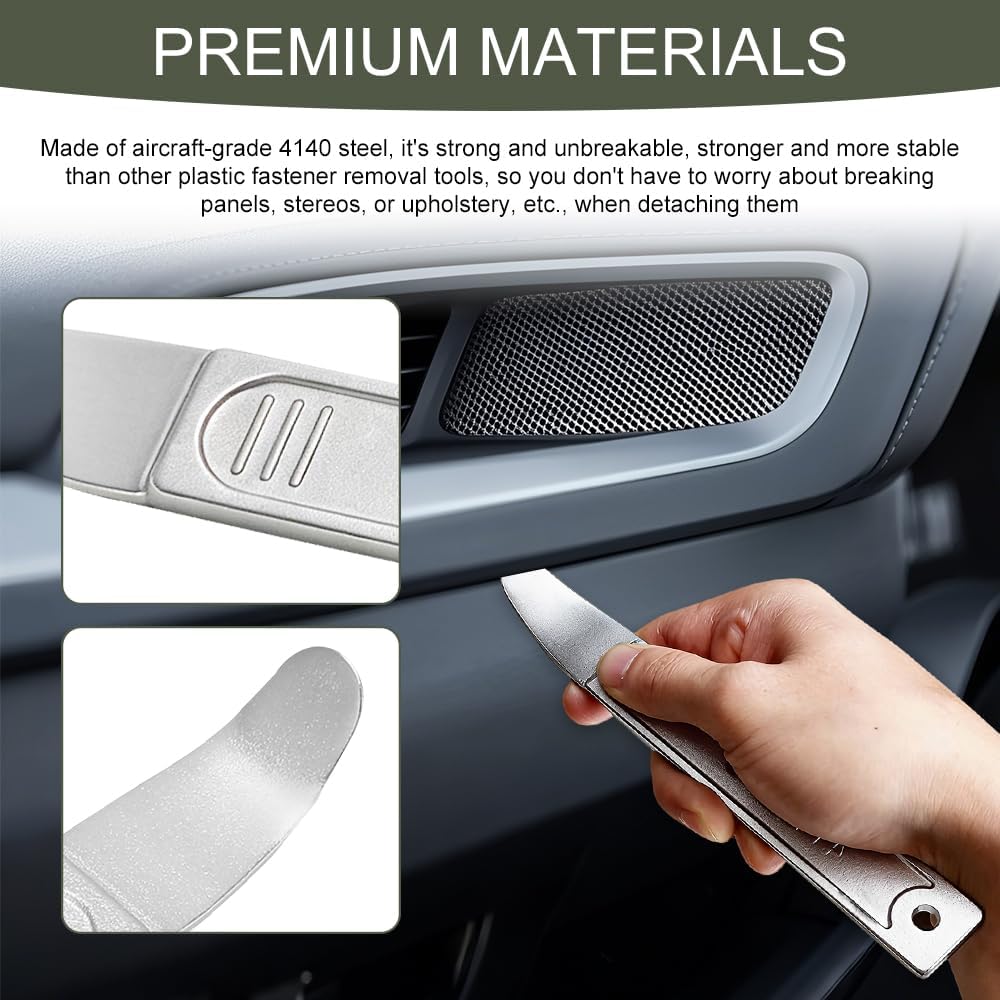 4140 Pry Tool, Trim Removal Tool, Car Pocket Pry Bar, Automotive Accessories Metal Panel Popper Tools for Compact Panel, Auto Trim Interior, Sheet Metal, Fasteners, Bumper Retainer Clips