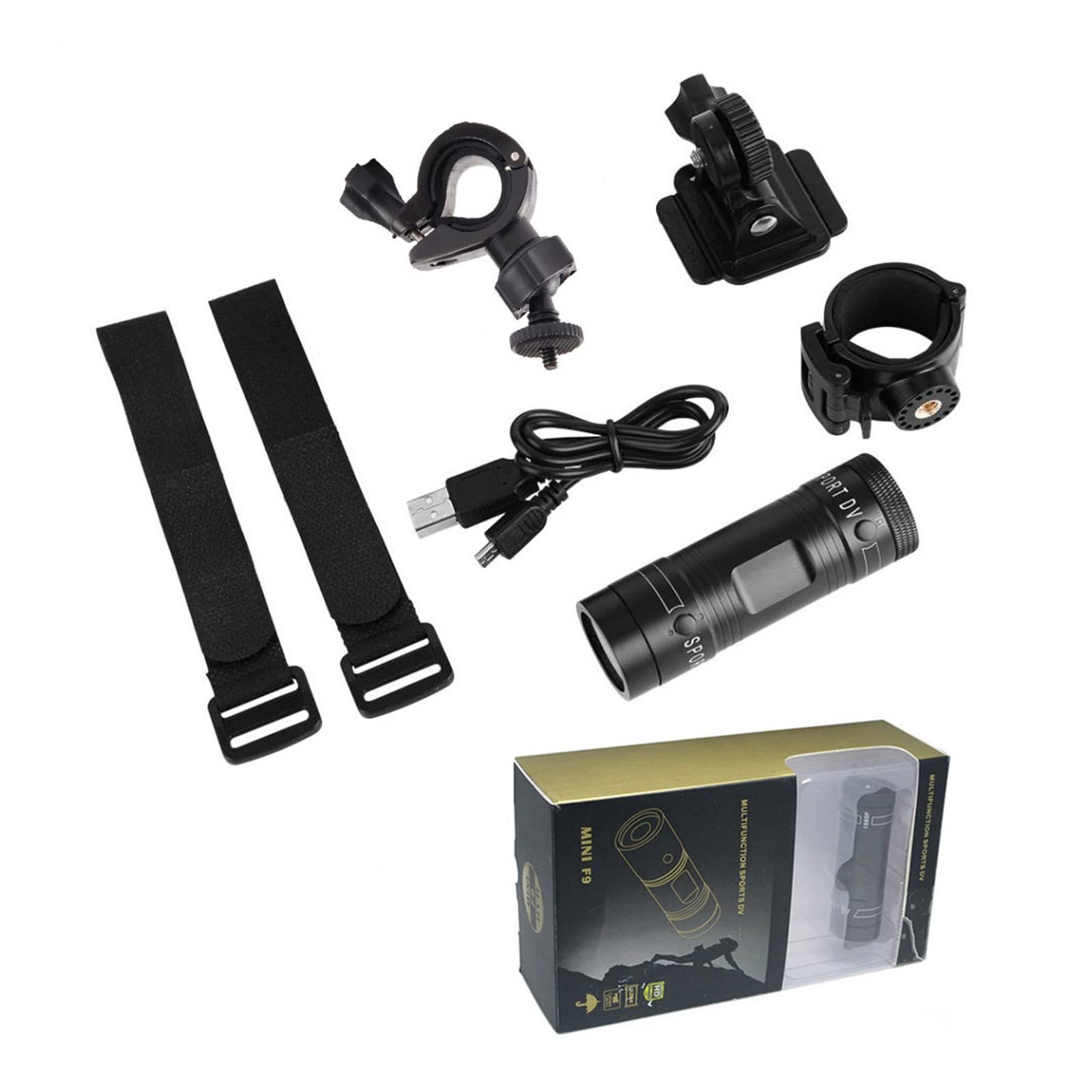 Action Cam, Telecamera Sportiva for Bicicletta Mountain Bike Moto Azione Mini videocamera DV F9 Videocamera Full 1080p HD Videoregistratore for Auto,All'aperto, Sport, Video(ADD 32G Card)