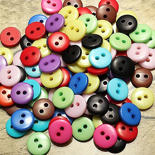 300pcs Mixed Candy Color Round 2 Holes Buttons Sewing Scrapbooking 8mm-image-42