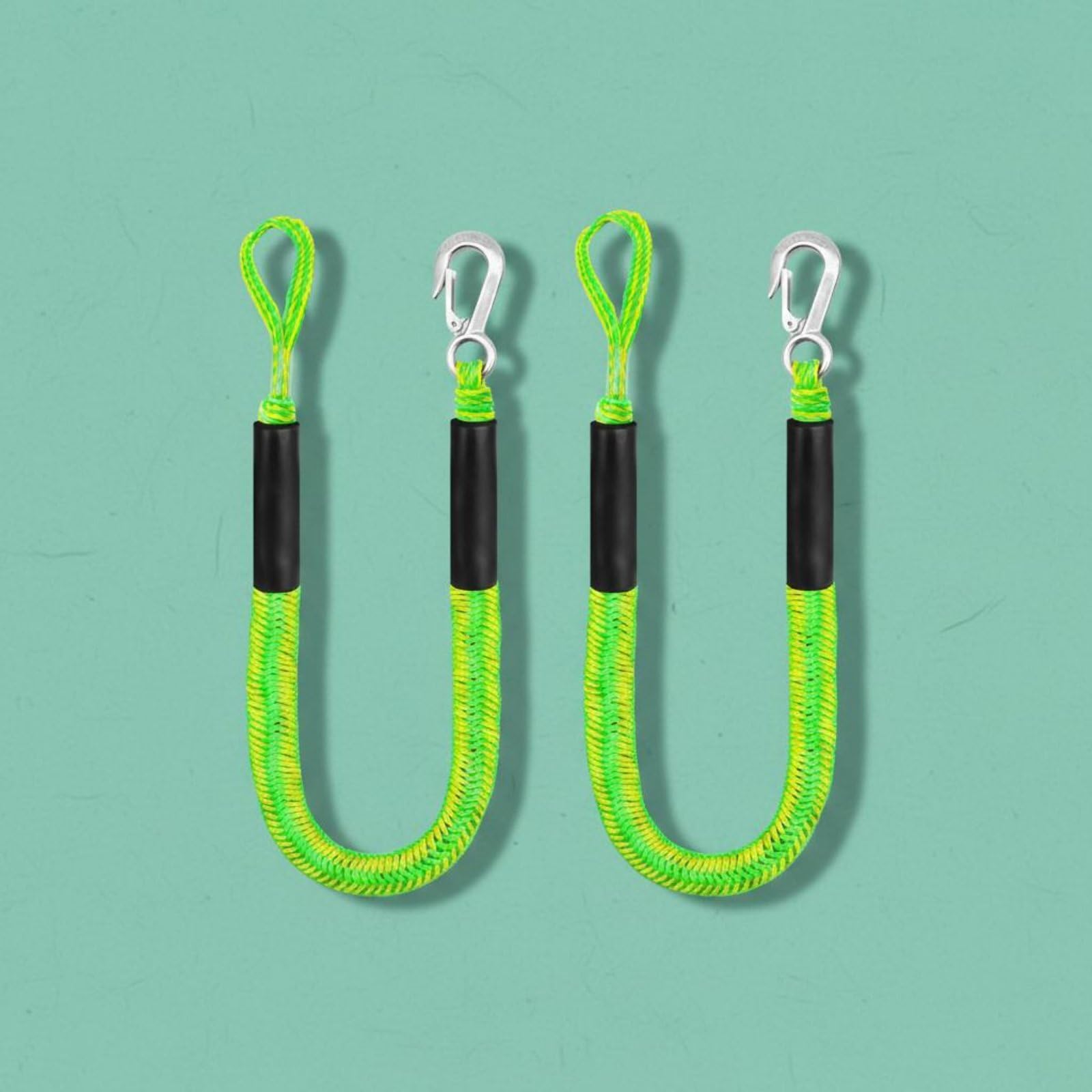 Corda Ormeggio Marina Fune Ormeggio Cavo Bungee Linea Attracco con Assorbimento Colpi Nucleo Elastico 10mm Gancio Inox 316 Galleggiante con Doppio, 6FT 2 PEZZI