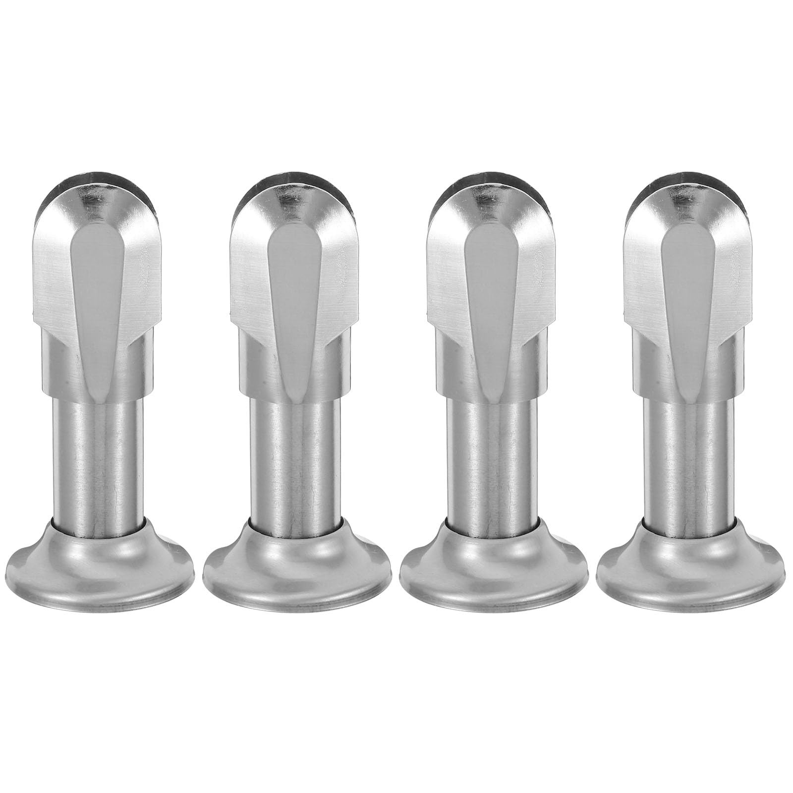 Lot de 4 pieds de cloison de WC en acier inoxydable - Ferrures sanitaires stables pour toilettes publiques et salles de bains - 13,7 x 6,1 x 1,7 cm