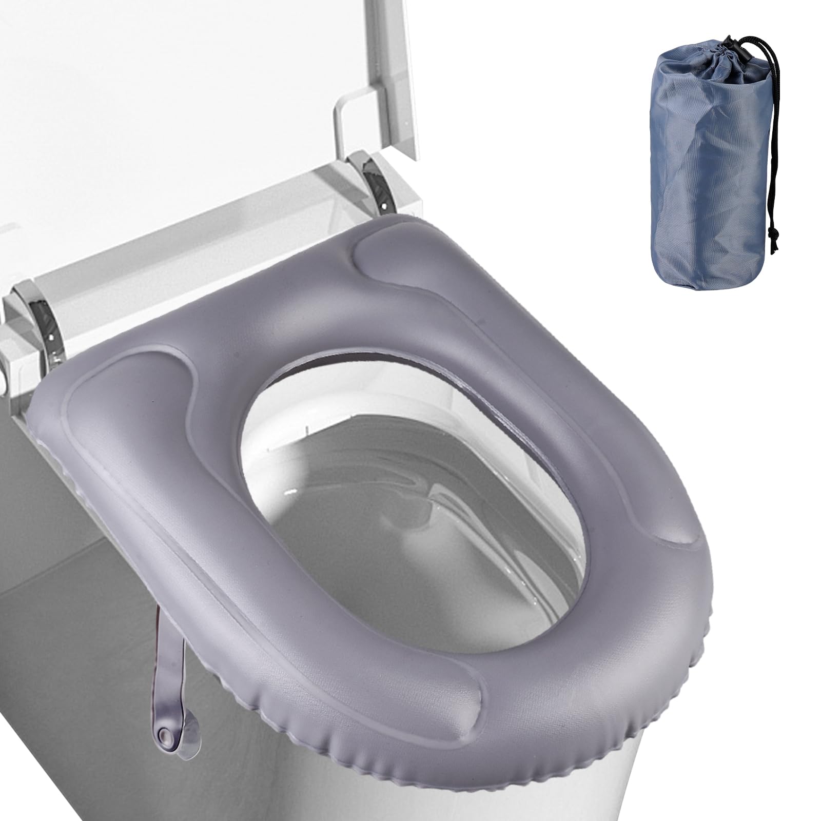 Cuscino gonfiabile per WC con ventosa, sedile WC, cuscino gonfiabile regolabile in altezza, per WC, per adulti, anziani, sollievo dal dolore al coccige