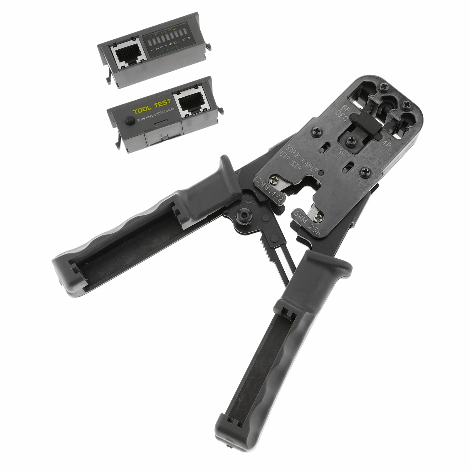 BeMatik - Pince à sertir avec câble RJ11 testeur RJ12 RJ45 RJ9