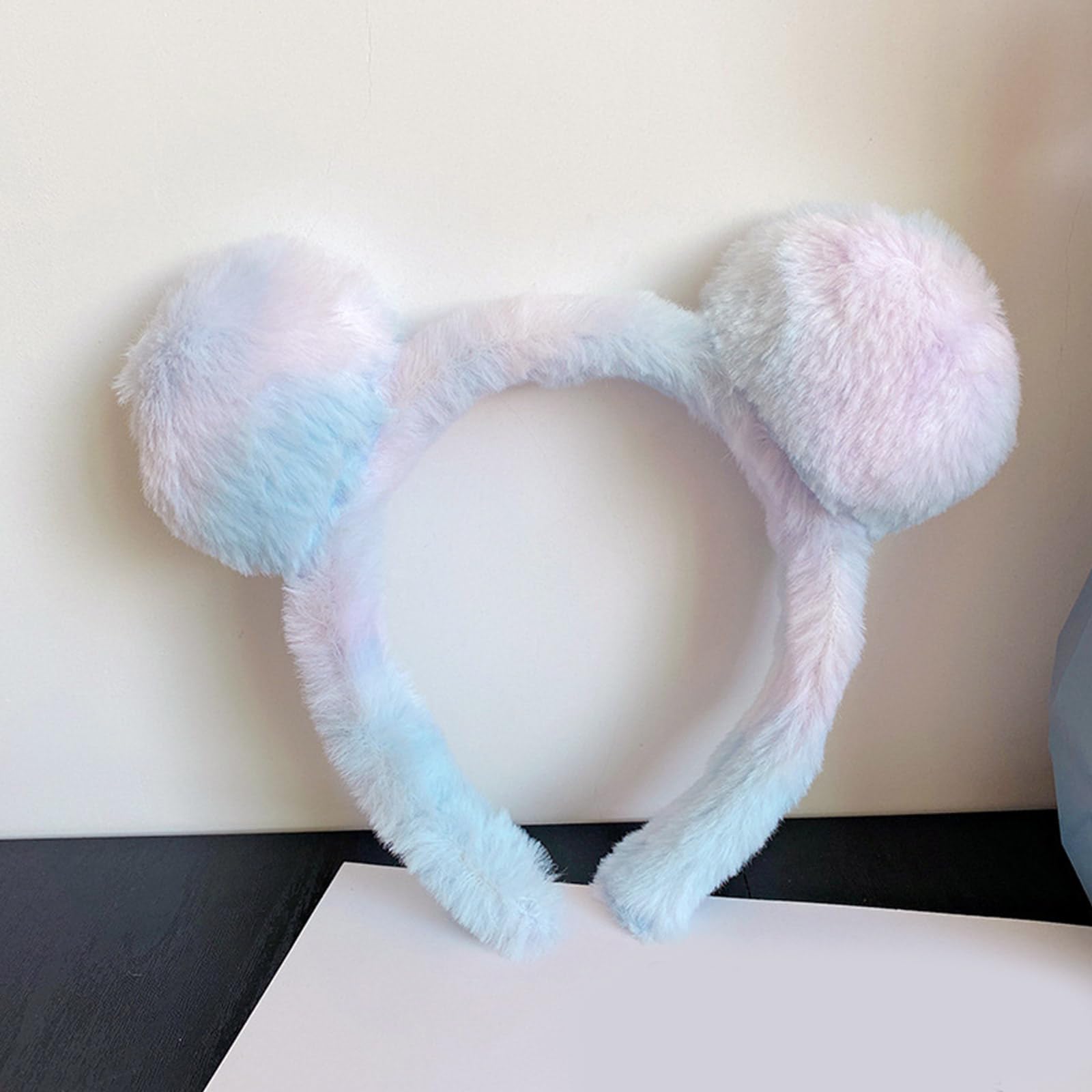 Nuovesty, 3 cerchietti per capelli a forma di orecchie di orso, graziosi e soffici, per feste, trucco, accessori per capelli
