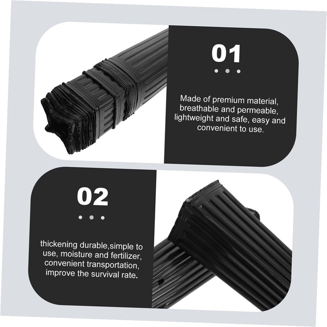 60pcs Pots de Semis Noirs en Plastique Épais pour Arbres et Plants, Protection Racinaire, Multi-usages, pour Pépinière et Culture en Intérieur