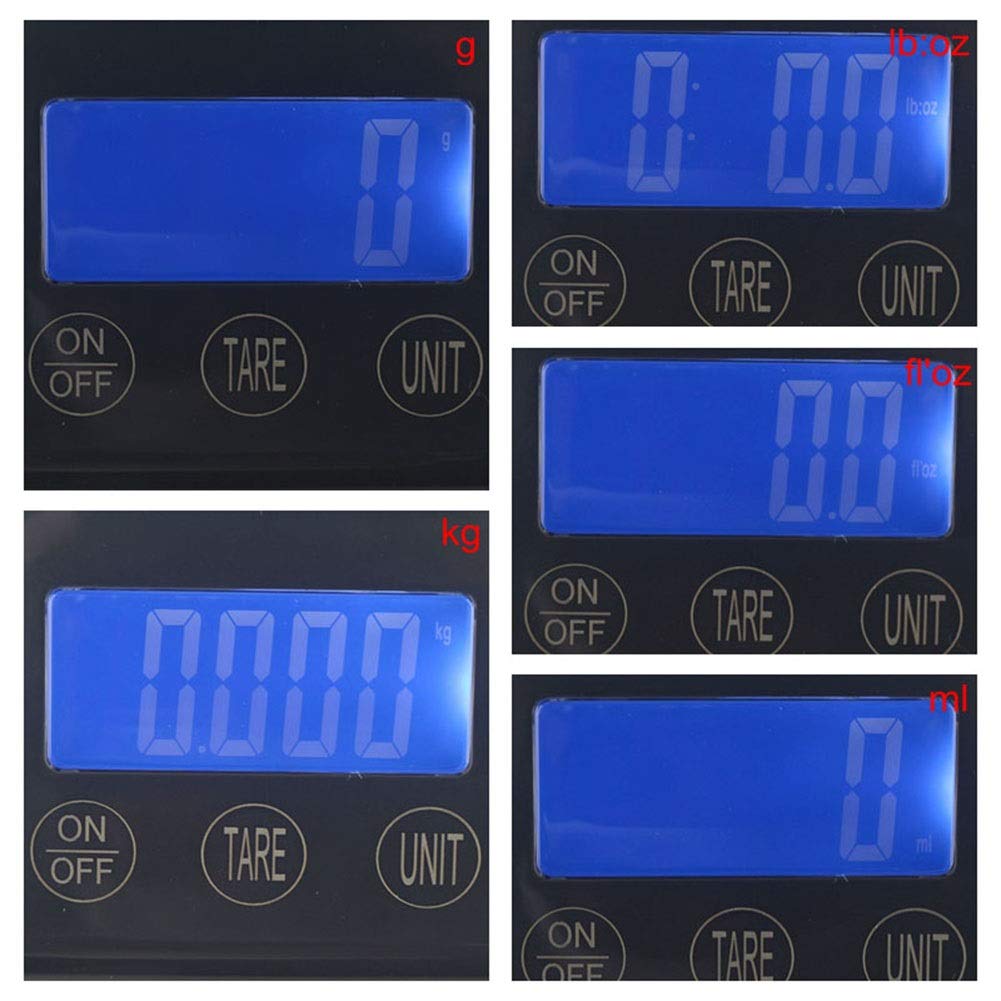Cyfrowa waga kuchenna do żywności, bardzo precyzyjna waga kuchenna, elektroniczna waga z wyświetlaczem LCD, waga tara i funkcja PCS, 5 kg, 10 kg, kolor: 5 kg/1 (5 kg/1 g)