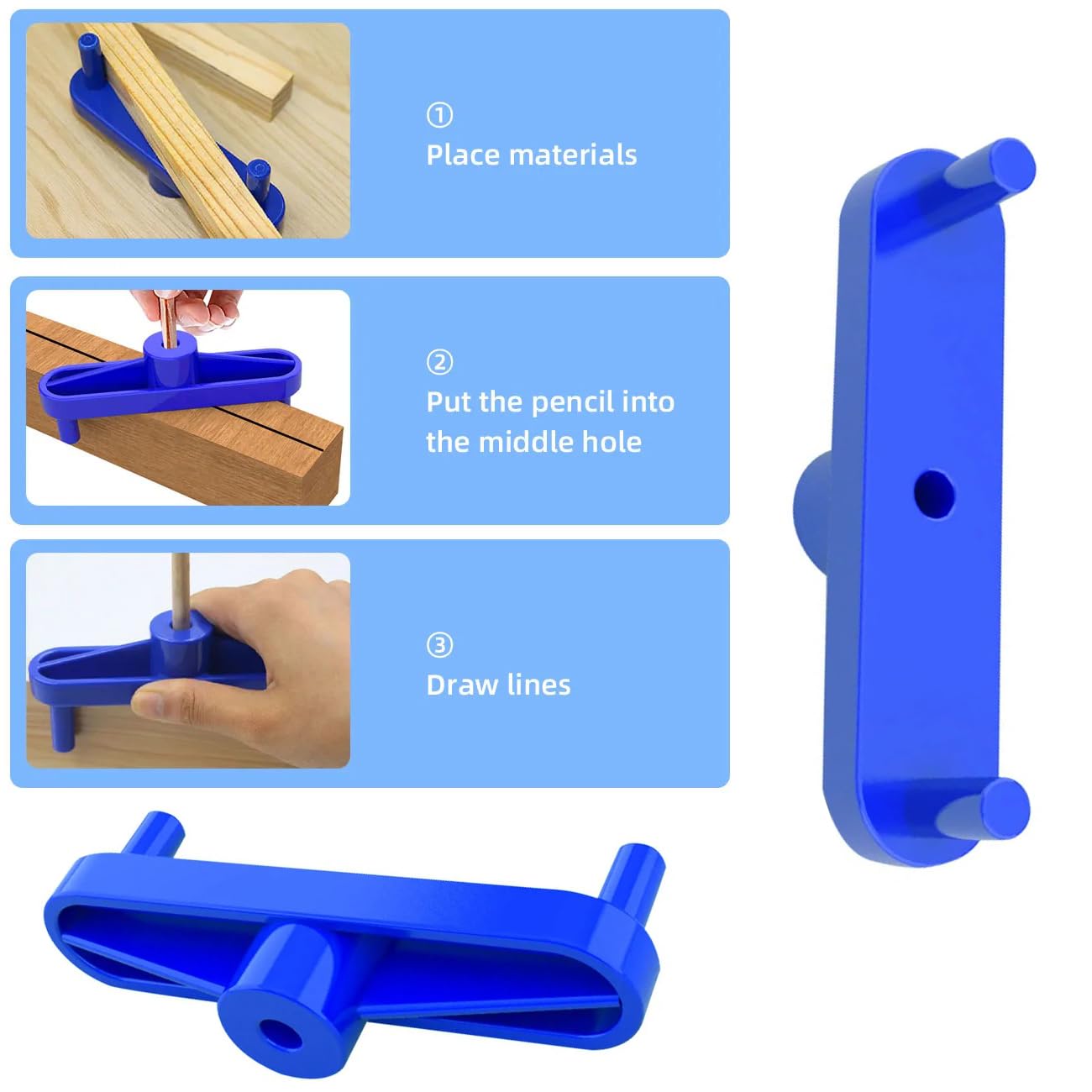 2 Pack Center Scribe Line Locator Scriber Center Finder Marker Positioner Positioning Ruler Scribing Gauge Centerline Measuring Tool for Woodworking Wooden DIY — Amazon image 2