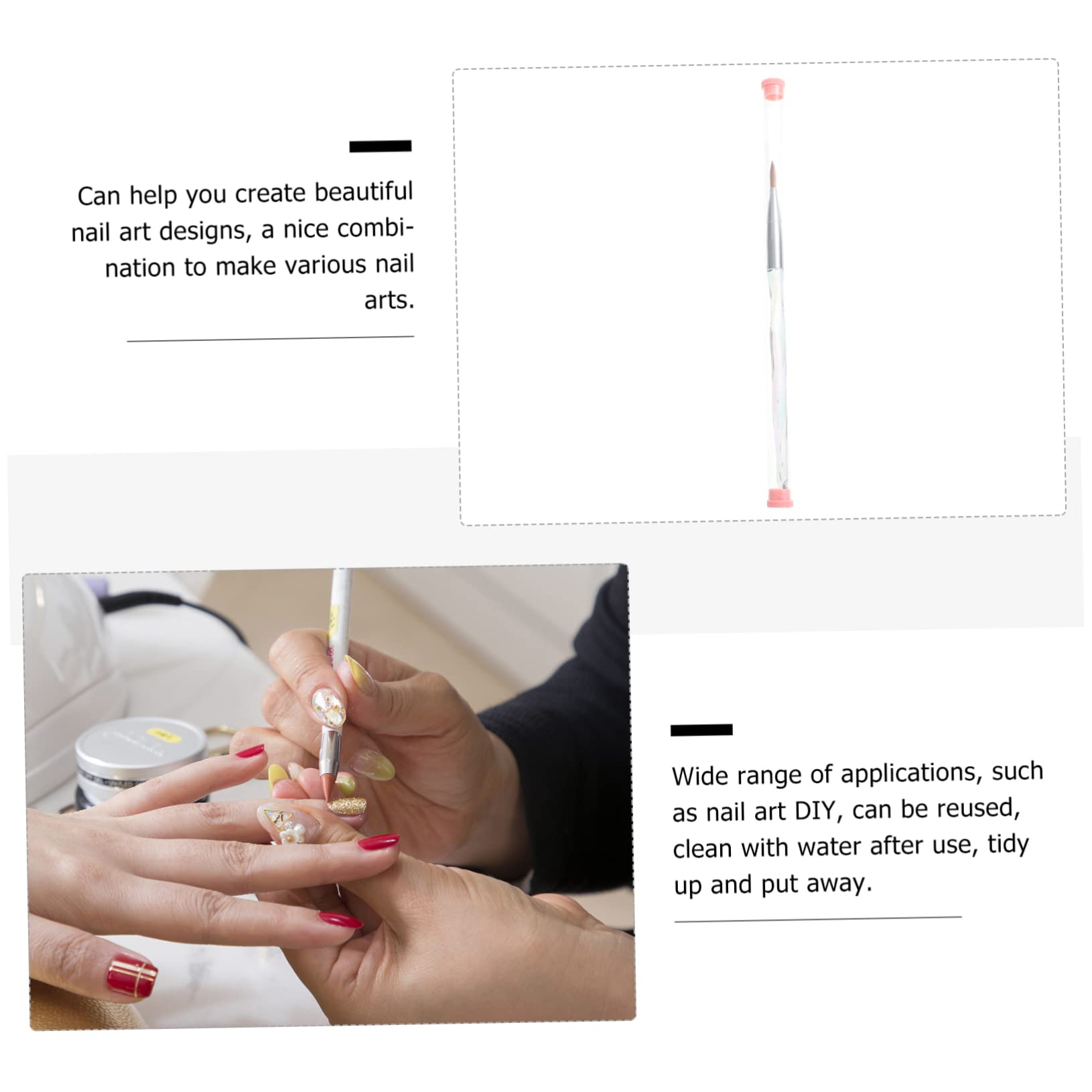 FOMIYES 3 Pezzi Nail Art Unghie Gel Unghie Strumento Manicure Pennelli Nail Art Pennello Penna Pittura Pennello Smalto Pennello Assorbimento E Flessibilità