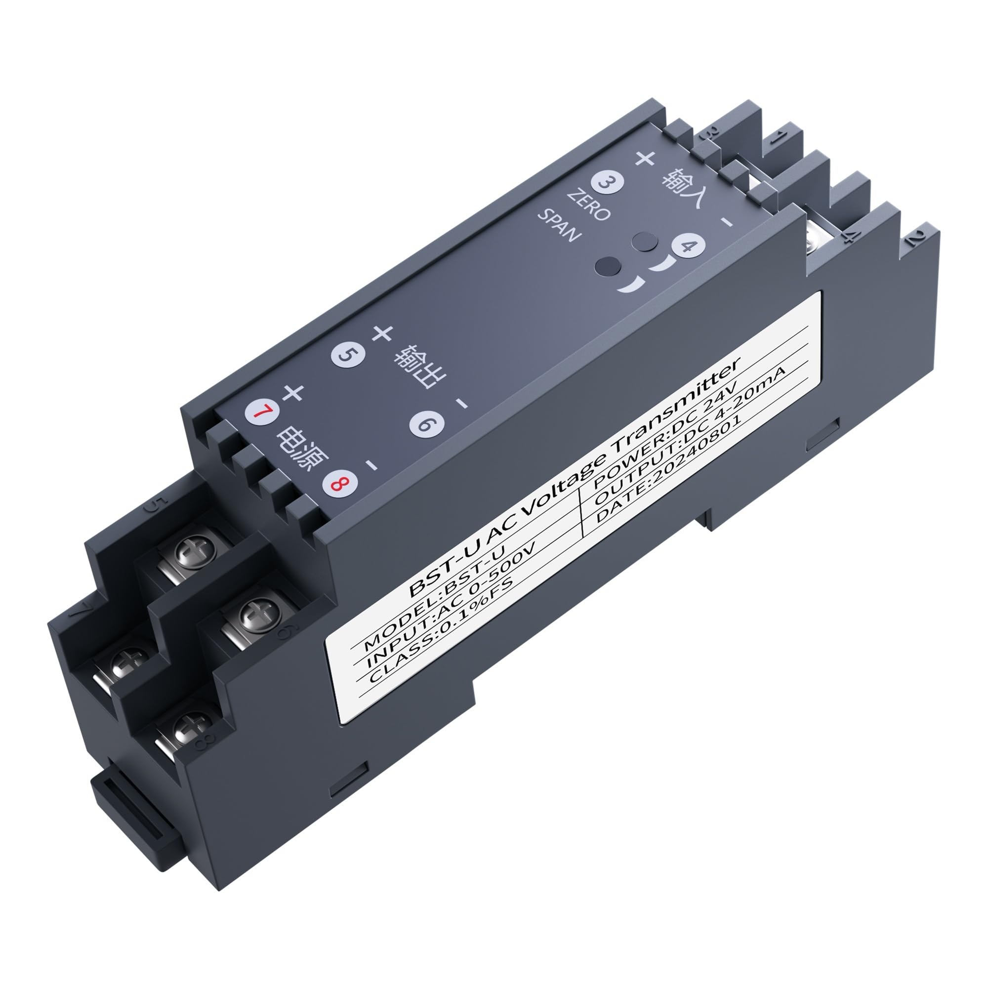 VDOQTLJT AC Current Transmitter 0-1A 0-2A 0-5A 0-10A Sensor 4-20mA 0-10V 0-5V RS485 Transducer DC24V(AC 0-2A-DC24V)