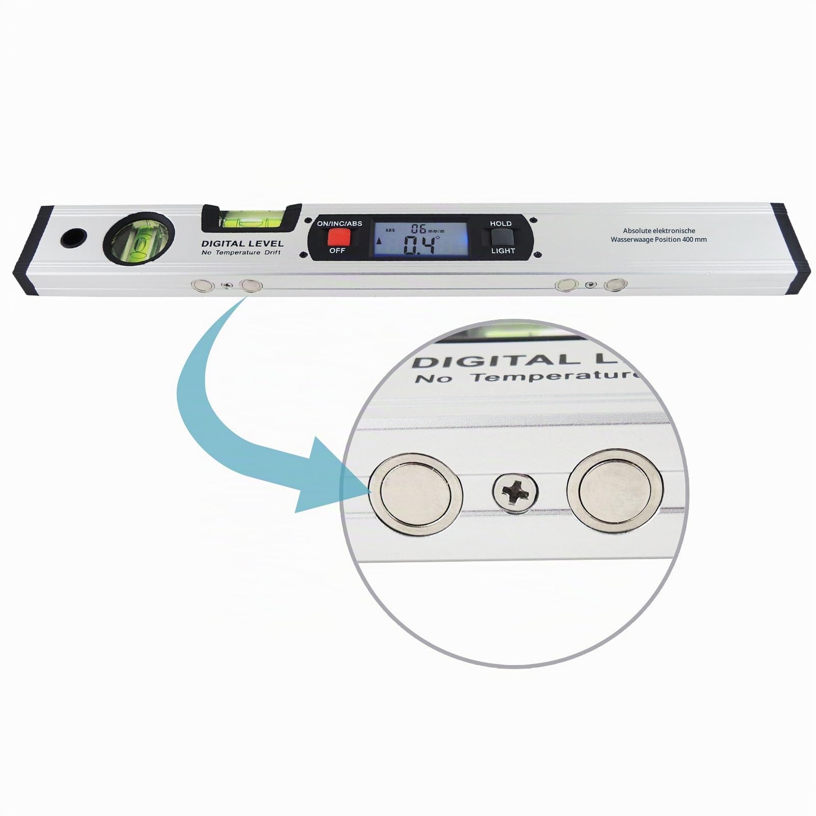 Winkelmesser Lineal Werkzeug Gauge Wasserwaage 42 cm 420 mm 41,9 cm lang digitalem Neigungsmesser protactor mit magnetischer Unterseite